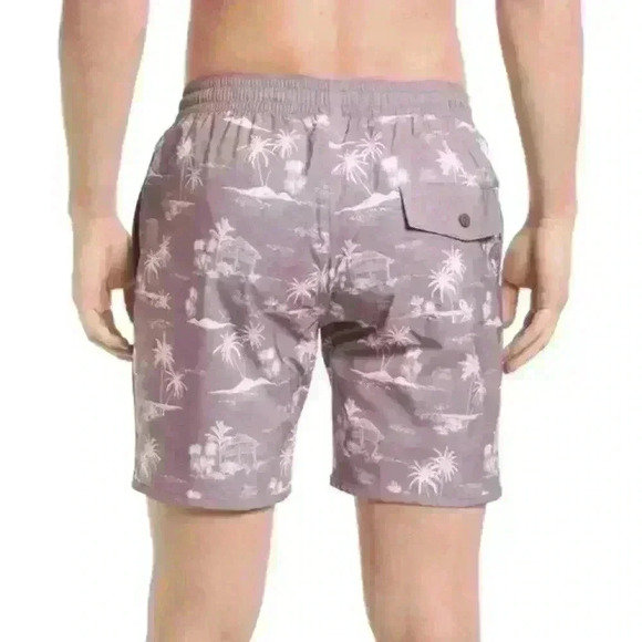 Travis Mathew Swim Trunks Purple Tropical bathing suit XXL new beach summer - Picture 2 of 5